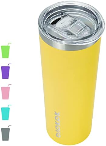 BJPKPK Yellow Skinny Stainless Steel Tumblers 20 oz Vacuum Insulated Reusable Tall Coffee Travel Tumbler Cup with Lid