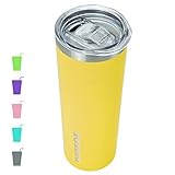 BJPKPK Yellow Skinny Stainless Steel Tumblers 20 oz Vacuum Insulated Reusable Tall Coffee Travel Tumbler Cup with Lid