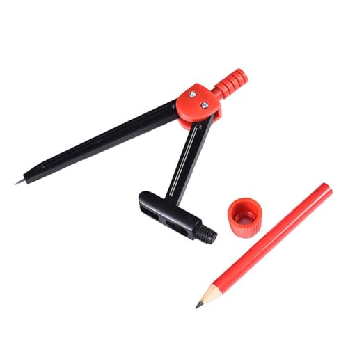 Image of BOXBERRY Maths Set and Carry Case, 8-Piece Geometry Box with Compass, Ruler, Protractor, Triangles, Eraser and Sharpener, Red