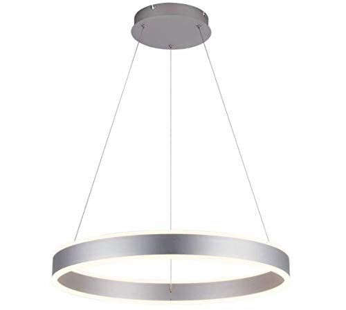 Modern Foyer Pendant Light Dimmable LED Chandelier Adjustable Hanging Pendant Lighting Silver 76W for Living Dining Room Bedroom Cover