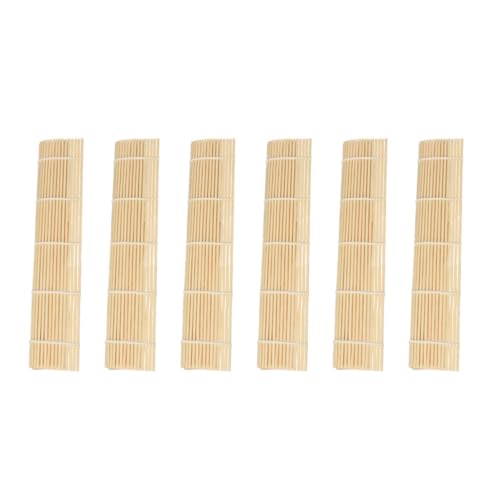 Warmhm Kit de 6 Esterillas de Bambú para Enrollar Sushi, Utensilio Fácil de Limpiar para Hacer Sushi en Casa, Adecuado para Cocina Doméstica