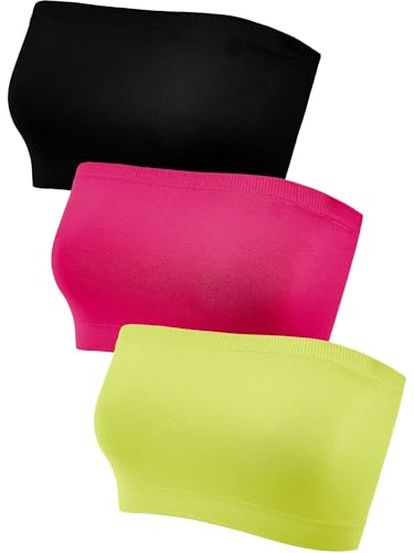 Image of HESTYA 3 Pack Women's Strapless Bandeau Bra Seamless Bralette Soft Stretchy Non-Padded Wireless Tube Top Bras