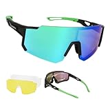 CHAESOW Cycling Glasses Polarized, UV400 Cycling Sunglasses Mens Womens with 3 Interchangeable Lense