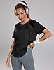Terecey Ladies T Shirts Casual Basic Shirts Short Sleeve Crewneck Tops Loose Fit Summer Womens Longline T-Shirt Pilates Dance Open Back Tee, Black XXL #2