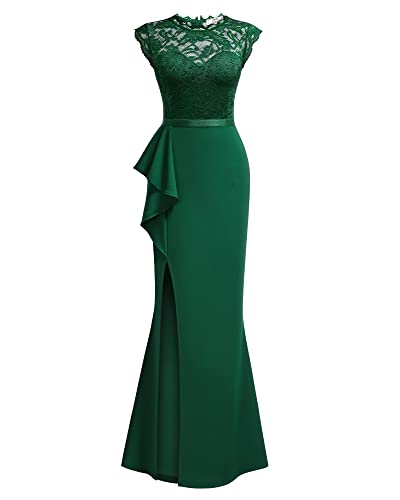 Image of MISSMAY Women's Retro Floral Lace Sleeveless Formal Wedding Long Dress