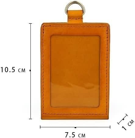 Uchwyt na identyfikator, Etui na dokumenty Praca w biurze Torba na prawo jazdy ze skóry naturalnej Smycz Pasek na szyję Kołowrotek Etui na karty kredytowe Portfel Etui na plakietki(Geel)
