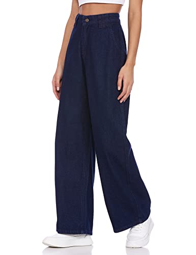 Image of AKA CHIC Women Wide Leg High Rise Cotton Non Stretchable Jeans