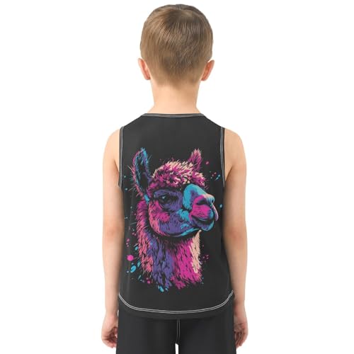 Colorful Llama Head Dark Boys Tank Tops Toddler Sleeveless Tank Top Undershirts for Kids,3T3