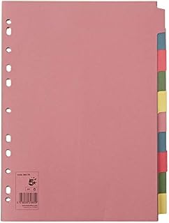 5 Star Subject Dividers Multipunched Manilla Board 10-Part A4 Assorted [Pack of 25]