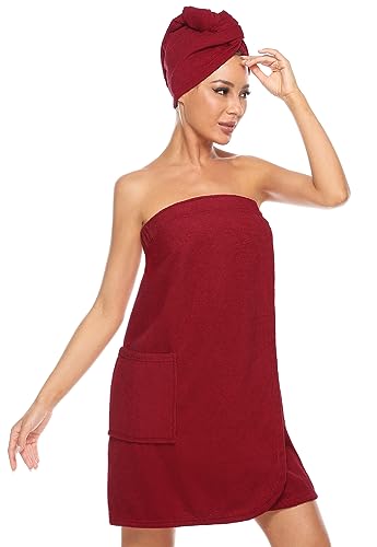 Image of Orrpally Women Shower Wrap Robe Bath Wrap Towel Spa Body Wrap Adjustable Closure Bathrobe