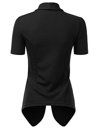 DOUBLJU Casual Draped Ruffles Blazer Short Sleeve Basic Open Front Cardigan Jacket for Womens with Plus Size Work Office Suit3