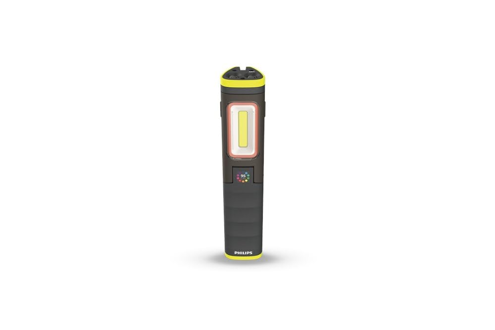 Philips Xperion 6000 UV Pillar lampa robocza LED, wysokiej jakości lampa warsztatowa wielokrotnego ładowania, lampa ręczna, rozkładane pole świetlne o jasności 500 lm, dodatkowe światło punktowe i