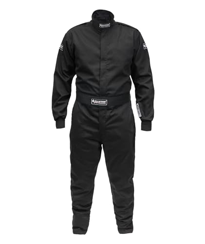‎Allstar Performance ALL931015 Driving Suit - 1-Piece - SFI 3.2A/1 - Single Layer - Fire Retardant Cotton - Black - X-Large - Each