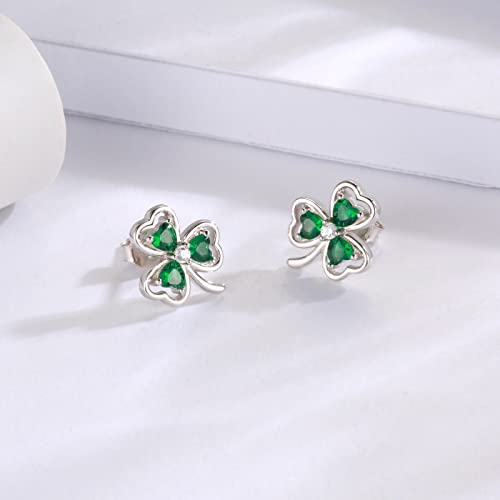 925 Sterling Silver Clover Stud Earrings Shamrock Irish Ear Studs St Patricks Day Jewelry Gifts for Women2