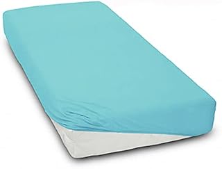 Pack of 2 soft fitted sheet jersey stretchy cotton fit junior bed 160x80cm Blue