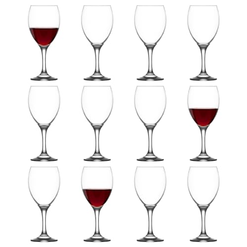 LAV 12x 455ml Empire Red Wine Glasses - Large Dishwasher Safe Glass Wedding Christmas Birthday Party Drinking Glassware Goblet Gift Set