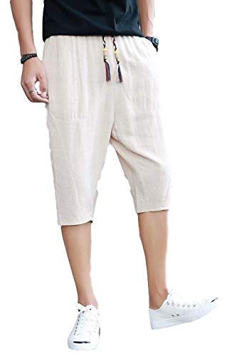 フォーリーフ メンズ おしゃれ 涼しく ラクちん ハーフパンツ カジュアル イージーパンツ クロップド カラフル紐 ポケット ゆったり コーデ お花見 爽やか スタイル おとな ニュアンス 程よい ムジ 普段着 夏 きれいめ 冬秋 モテる服 薄手 サマー 大人 ゴム 冬 膝下 夏服
