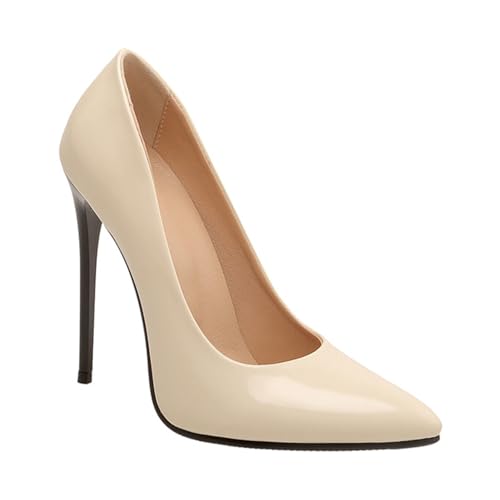 Alyaafifa Sexy Stiletto High Heel Pumps for Women Closed Pointed Toe Slip On Patent Leather Dress Shoes Formal Elegant Party Event Prom Wedding Business 6
