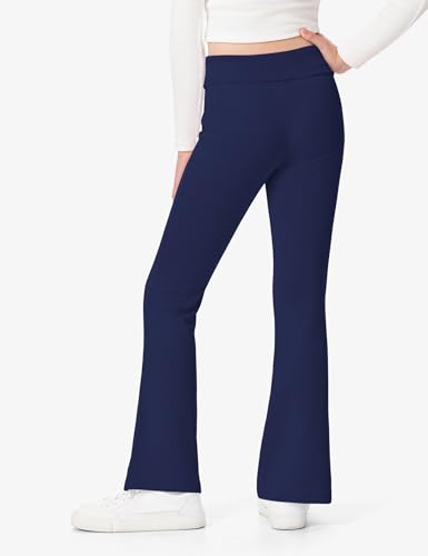 BOOPH Girls Leggings Kids Flare Leggings Fold Over Waistband Casual Bell Bottom Pants for Teens3
