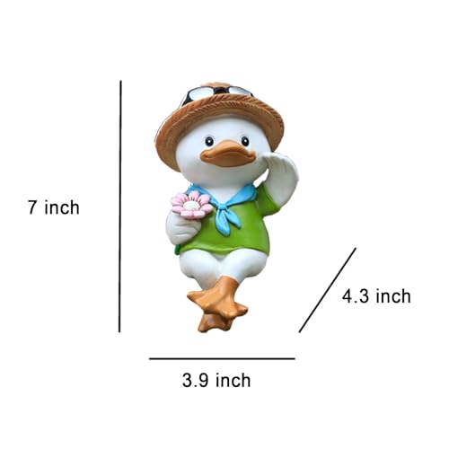 Owmell KT-YZ01 Cartoon Duck Garden Statue, Cute Sitting Duck Statue Figurine For Shelves Outdoor Garden Decor Yard Patio Lawn Decoration Ornament 7 Inch thumb #5