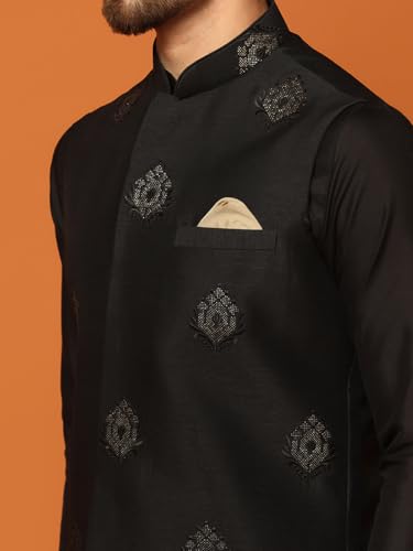 Image of Kisah Men's Cotton Blend Embroidered Nehru Jacket Regular Fit | Designer Ethnic Layering | Wedding & Occasion Wear