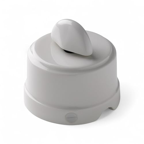 BELLE ÉPOQUE interruttore on-off vintage in porcellana di alta qualità artigianale in bianco lucido (senza cavo)