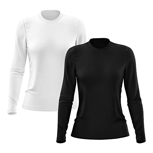 Kit 2 Camisetas Feminina Manga Longa Proteção Solar UV 50 (GG, Preto, Branco)