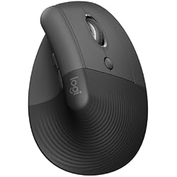 Logitech Lift Vertical Ergonomic Mouse | Wireless, Bluetooth or Logi Bolt receiver, Quiet clicks, 4 buttons, Windows/macOS/iPadOS, Laptop, PC - Grey
