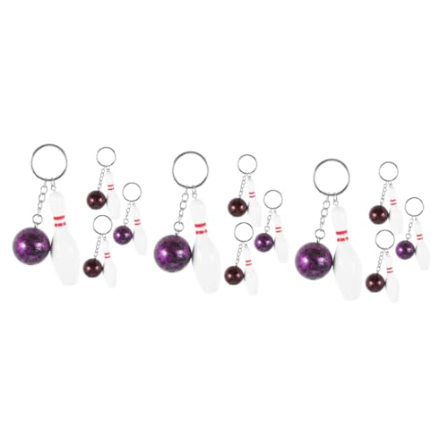 Porte-clé bowling miniatures violettes décoration sac accessoires de sport 12 pièces