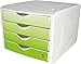 Produktbild Helit H6129553 - Schubladenbox "the chameleon" simple green, 4 Schubladen, für Format DIN A4, grün 1 Stück