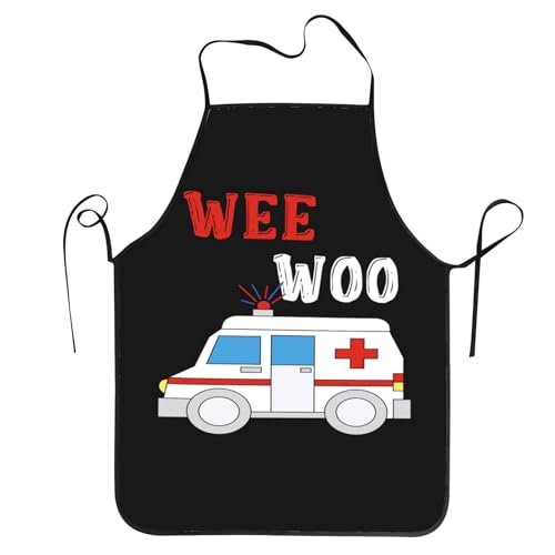 Wee Woo Ambulance Amr Funny Ems Emt Paramedic Unisex Kitchen Bib Apron Barbershop Coffee Shop With Adjustable Neck Chef'S Apron