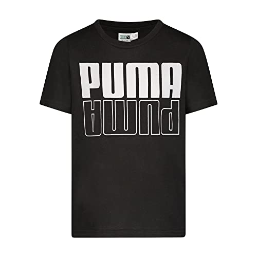 Puma Boys' Graphic T-Shirt & Crew Sock Set, Black, 42