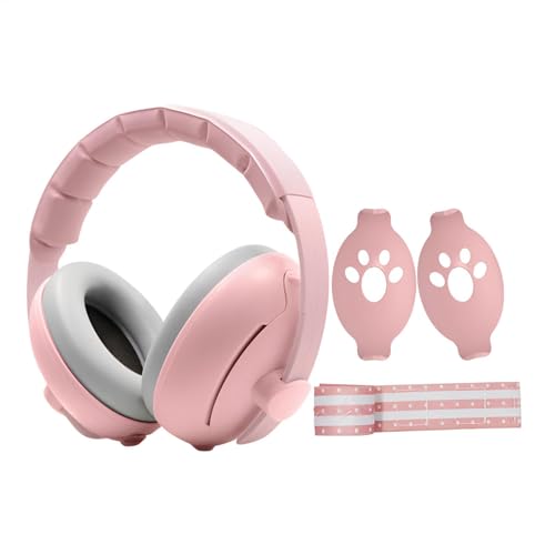 Casque anti-bruit enfant rose et bleu réglable pour protection auditive
