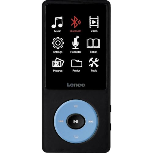 Lenco Xemio-860BU MP3/MP4-Player mit Bluetooth 5.3-8 GB Speicher - 2,4 Zoll TFT LCD Display - Blau, 18 Stunden Akkulaufzeit, Mikrofon