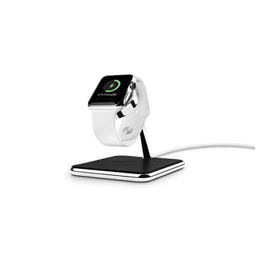 Twelve South Forte for Apple Watch | Chrome and Leather Display and Charging Stand