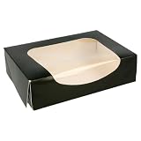 Cajas de sushi de cartón To Go | Embalaje para llevar | desechable | 20 x 9 x 4,5 cm | 20 x 12 x 4,5 cm | con ventana | Negro (50, 20 x 12 x 4,5 cm)