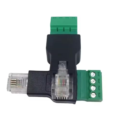 Hsupez 4 Stück RJ11 6P4C 4 Pin Stecker Schraubanschluss Adapter, Schraubanschluss Modulare Steckverbinder, für Strukturierte Verkabelung
