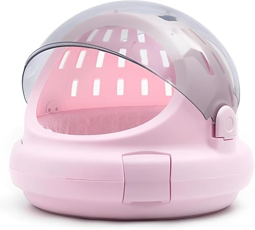 Tonainペットキャリーケース 猫 超軽量 スペースデザイン 通気性 耐久性 大型猫対応 折りたたみ コンパクト 手提げ 持ち運び簡単 旅行 出歩き おでかけ用 通院 散歩 車載 旅行 避難 (ピンク,40*40*36cm)