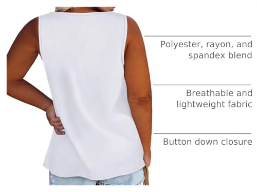 Image of Womens Plus Size Tank Tops Summer Button Down Henley Shirts Sleeveless Tops