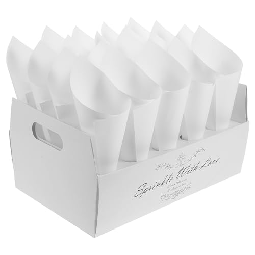 Tofficu 1set Wedding Confetti Paper Cones Holder and Tray for Celebrations Blank Design for for Flower Petals Candies and Special Occasions