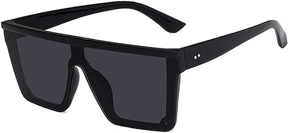 Mooff Gafas de sol vintage negras con parte superior plana, gafas de sol cuadradas de gran tamaño, gafas de sol callejeras, Driving Lux Flat P8B6 Top Shooting Trendy Square Eyewear Accesorios para