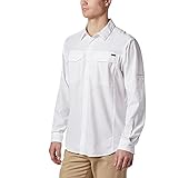 Columbia Men's Silver Ridge Lite Long Sleeve Shirt, UV Sun Protection, Moisture Wicking Fabric, White, Medium