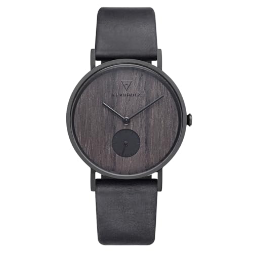 Kerbholz Reloj de Madera - Elements Collection Frida, Reloj con Cuarzo de Gama Alta y analógico para Mujeres, Esfera de Madera Natural, Correa de Cuero Genuino, Ø 35mm