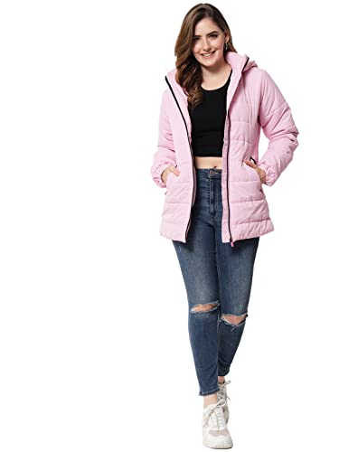 Image of KOTTY Women Nylon Peach Pink Solid Puffer Jacket