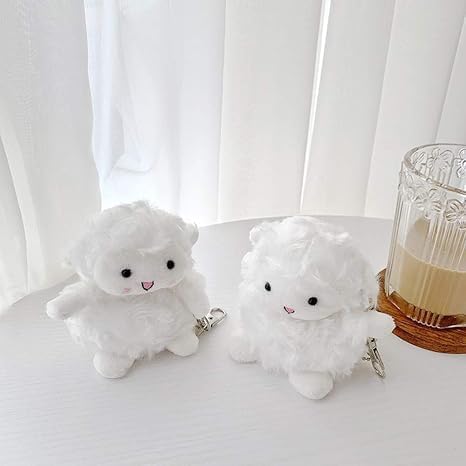 Furry Case for AirPods 4 Funny Cute 3D Cartoon Plush Design Soft Warm Fluffy AirPod Cover with Keychain Kawaii Anti-Fall Protective Case Women Girls（Sheep） image 5