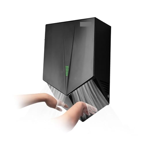 QZCX Asciugamani Elettrico, Asciugamani Elettrico Automatico a Parete in ABS Nero a Forma di V