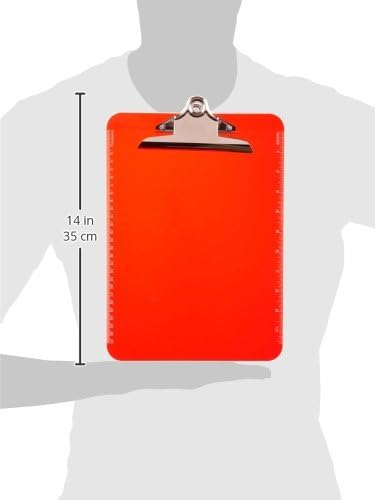 Business Source Transparent Plastic Clipboard, 9 x 12-1/2 Inches, Red (01864)