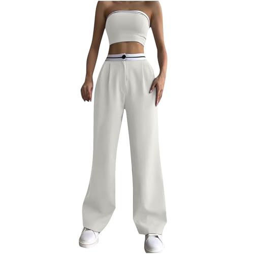 Haut court sans manches et pantalon large pour tenue décontractée