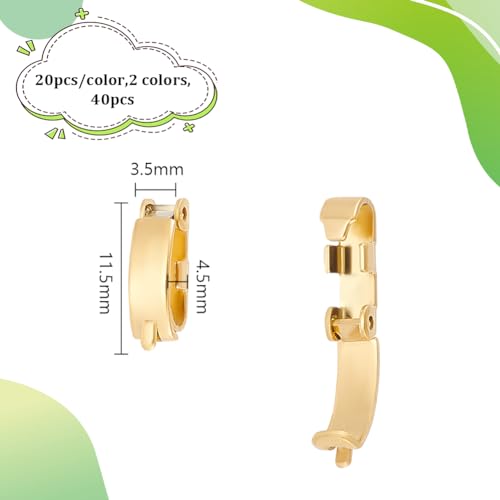 Unicraftale STAS-UN0056-16-US12 40Pcs 2 Colors 304 Stainless Steel Fold Over Clasps Golden Extender Foldover Extension Clasp Watch Band Clasp Bracelet Strap Clasp Folding Necklace Extender For Jewelry Making thumb #2