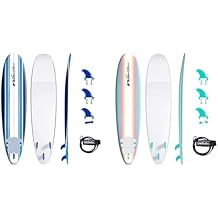 Wavestorm 8ft Classic Surfboard Bundle - Soft Top Foam Longboard and Accessories for Beginners and All Levels
